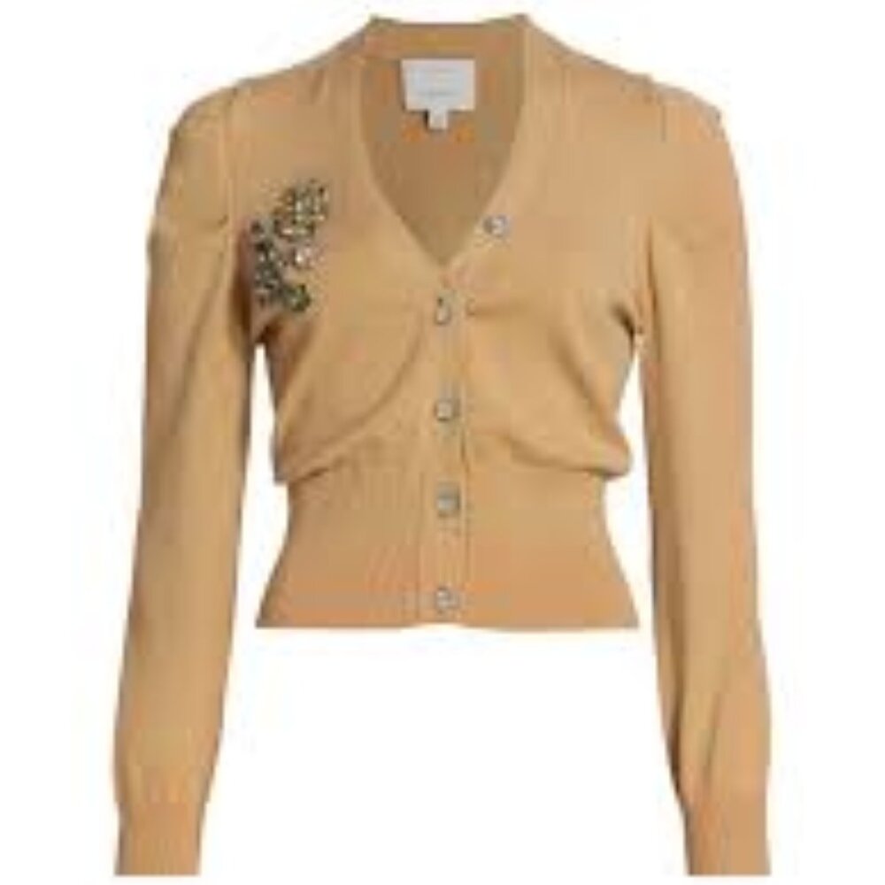 Cinq à Sept Tan Embellished Cardigan